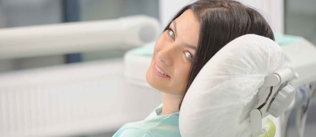 relaxed woman in a dental chair